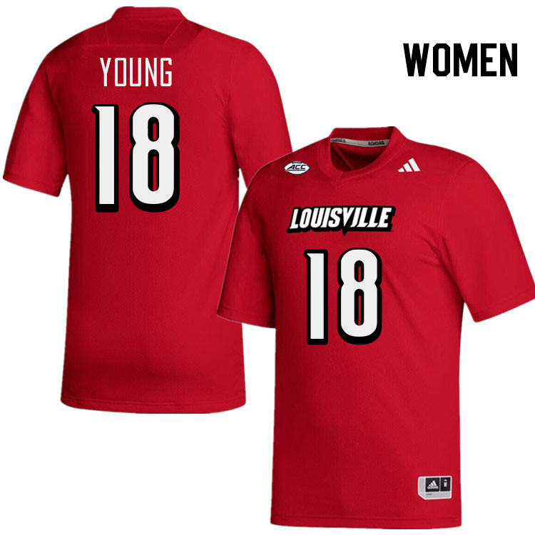 Women #18 Sam Young Louisville Cardinals College Football Jerseys Stitched-Red